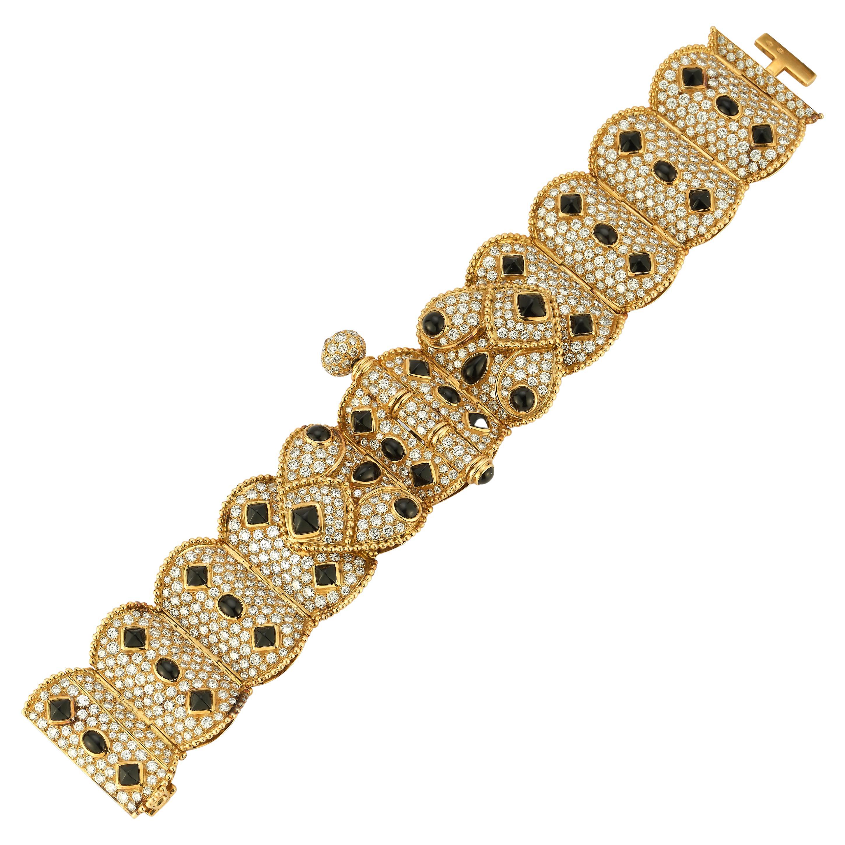Boucheron Diamond & Onyx Gold Bracelet For Sale