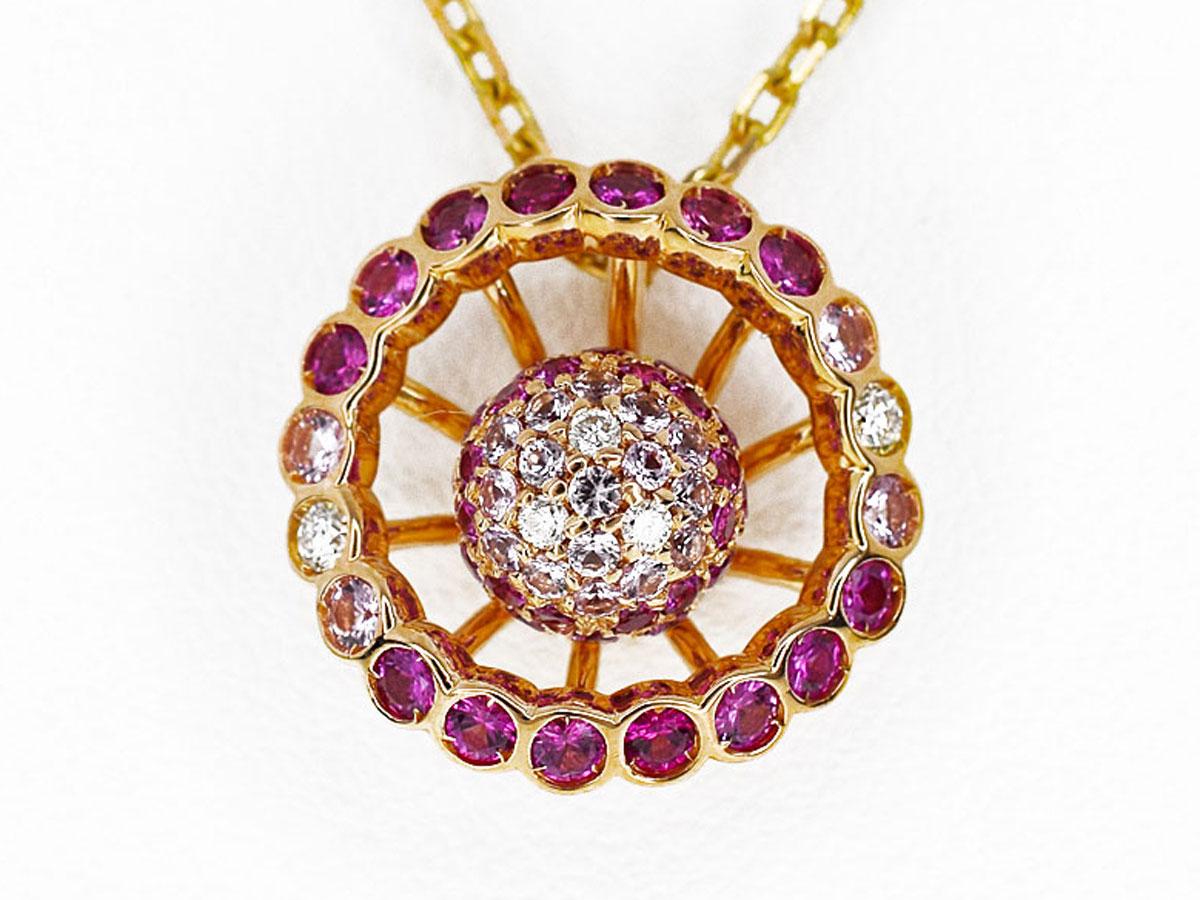 Brand : BOUCHERON
Name : Ma Jolie pendant necklace
Material : Diamond, pink sapphire, 750 K18 YG PG Pink gold Yellow Gold
Comes with : Boucheron Case, Box
Necklace Length : 44cm/17.32