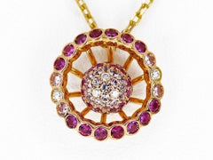 Boucheron Diamond Pink Sapphire 18Kt Yellow Pink Gold Ma Jolie Pendant Necklace