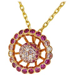 Boucheron Diamond Pink Sapphire 18Kt Yellow Pink Gold Ma Jolie Pendant Necklace