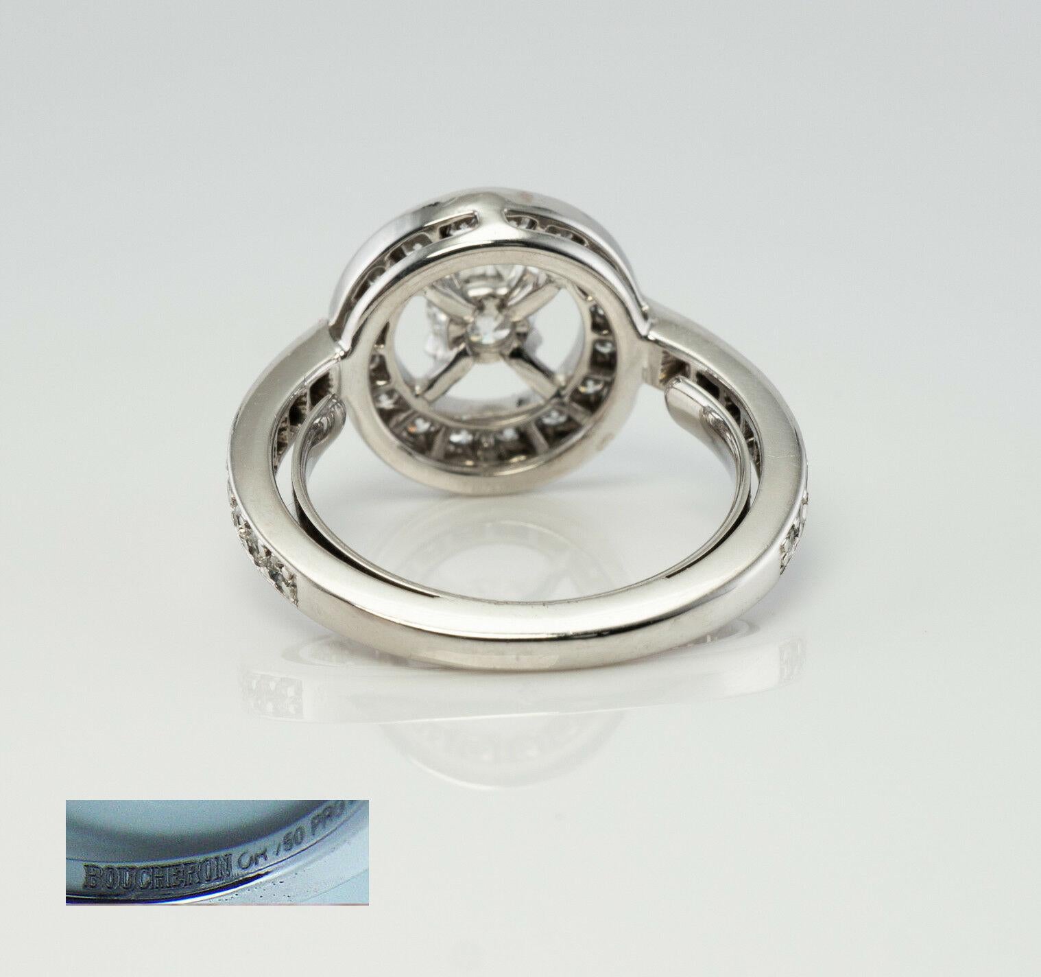 Women's Boucheron Diamond Ring 18K White Gold Circle For Sale