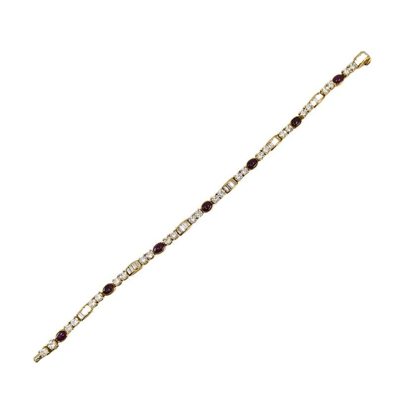 Pulsera de tenis Boucheron de oro de 18 quilates con diamantes y rubíes en venta 1