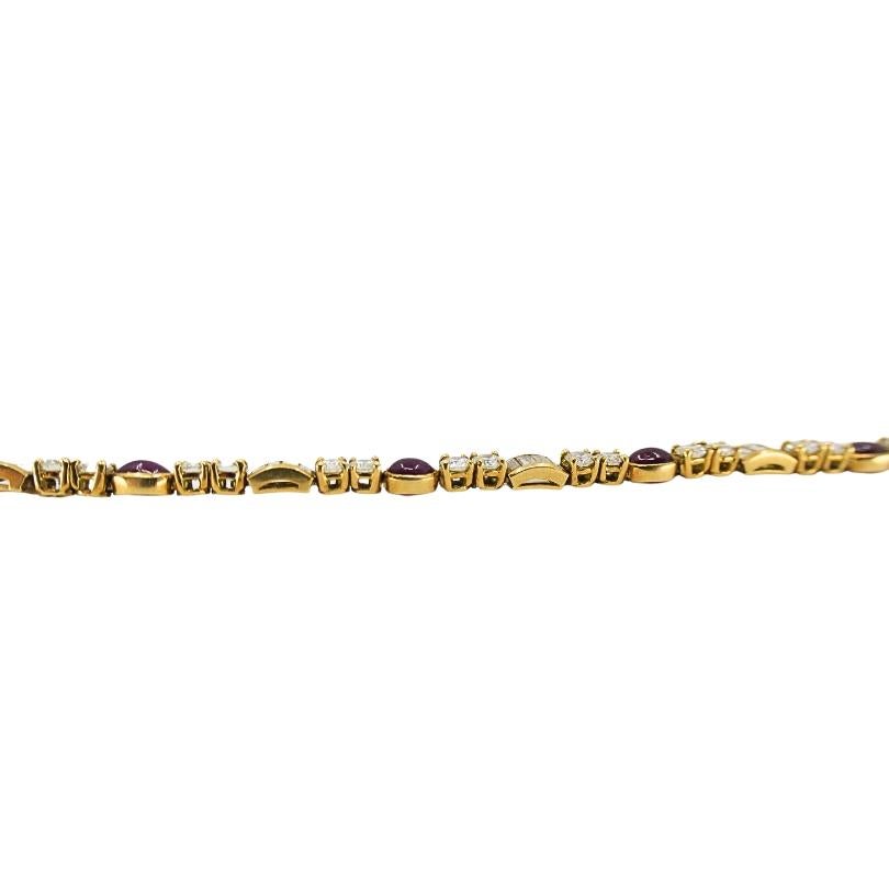 Pulsera de tenis Boucheron de oro de 18 quilates con diamantes y rubíes en venta 2