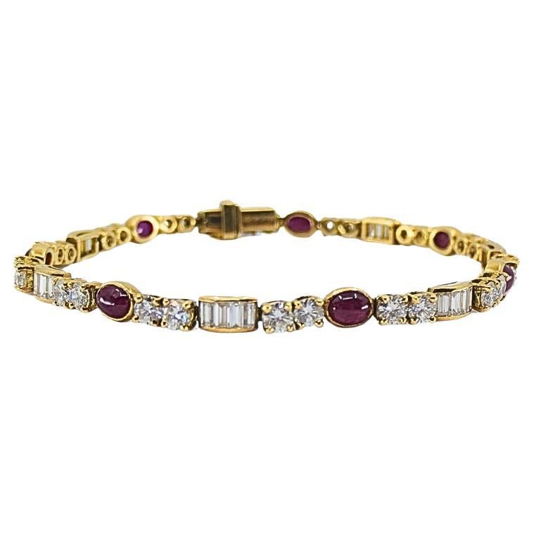 Pulsera de tenis Boucheron de oro de 18 quilates con diamantes y rubíes en venta 3
