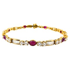 Boucheron Diamond Ruby 18k Gold Tennis Bracelet