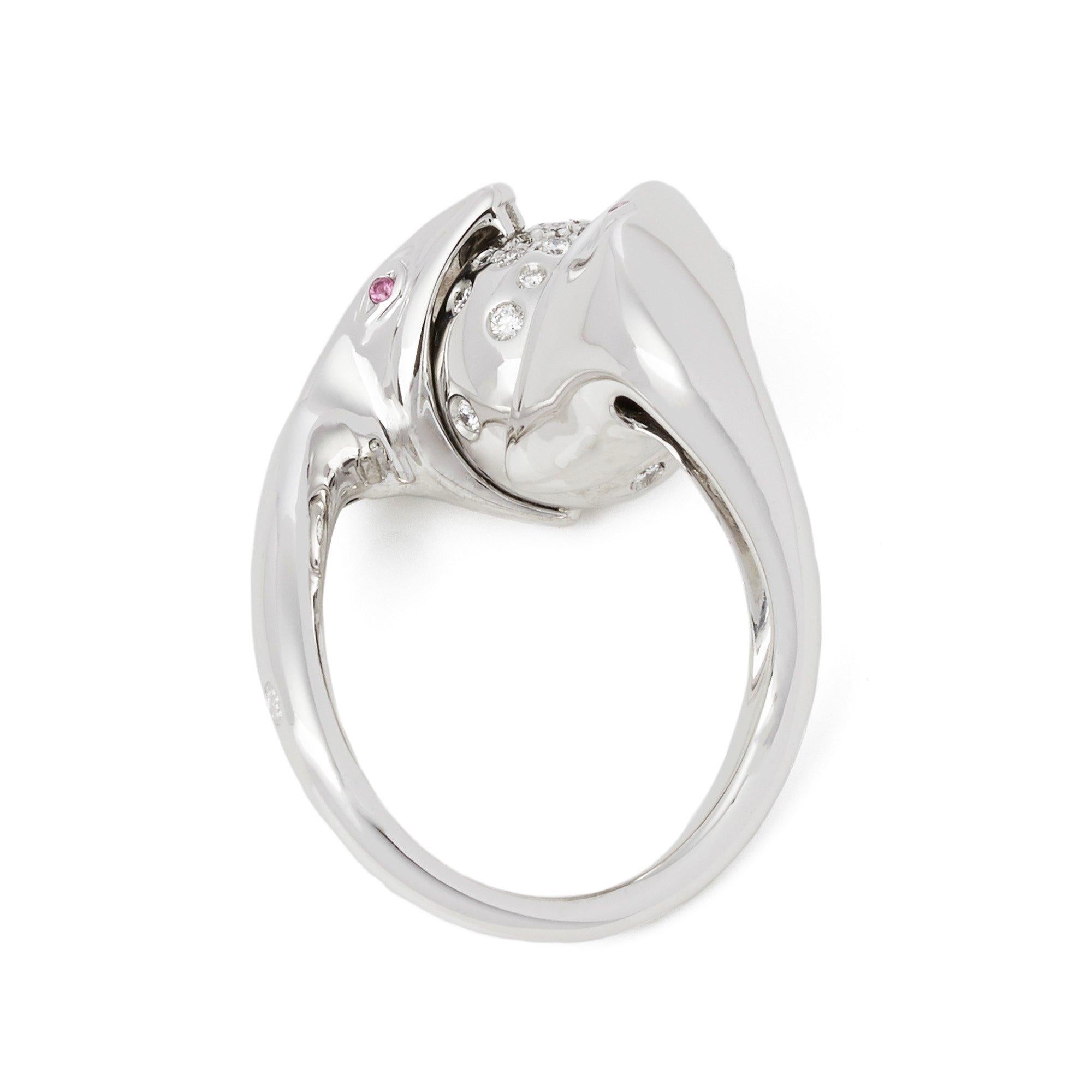 Anello Boucheron con diamanti incastonati in oro bianco 18 ct con design a serpente In condizioni ottime in vendita a Bishop's Stortford, Hertfordshire