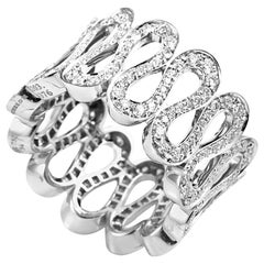 Boucheron Diamond White Gold Wavy Band Ring