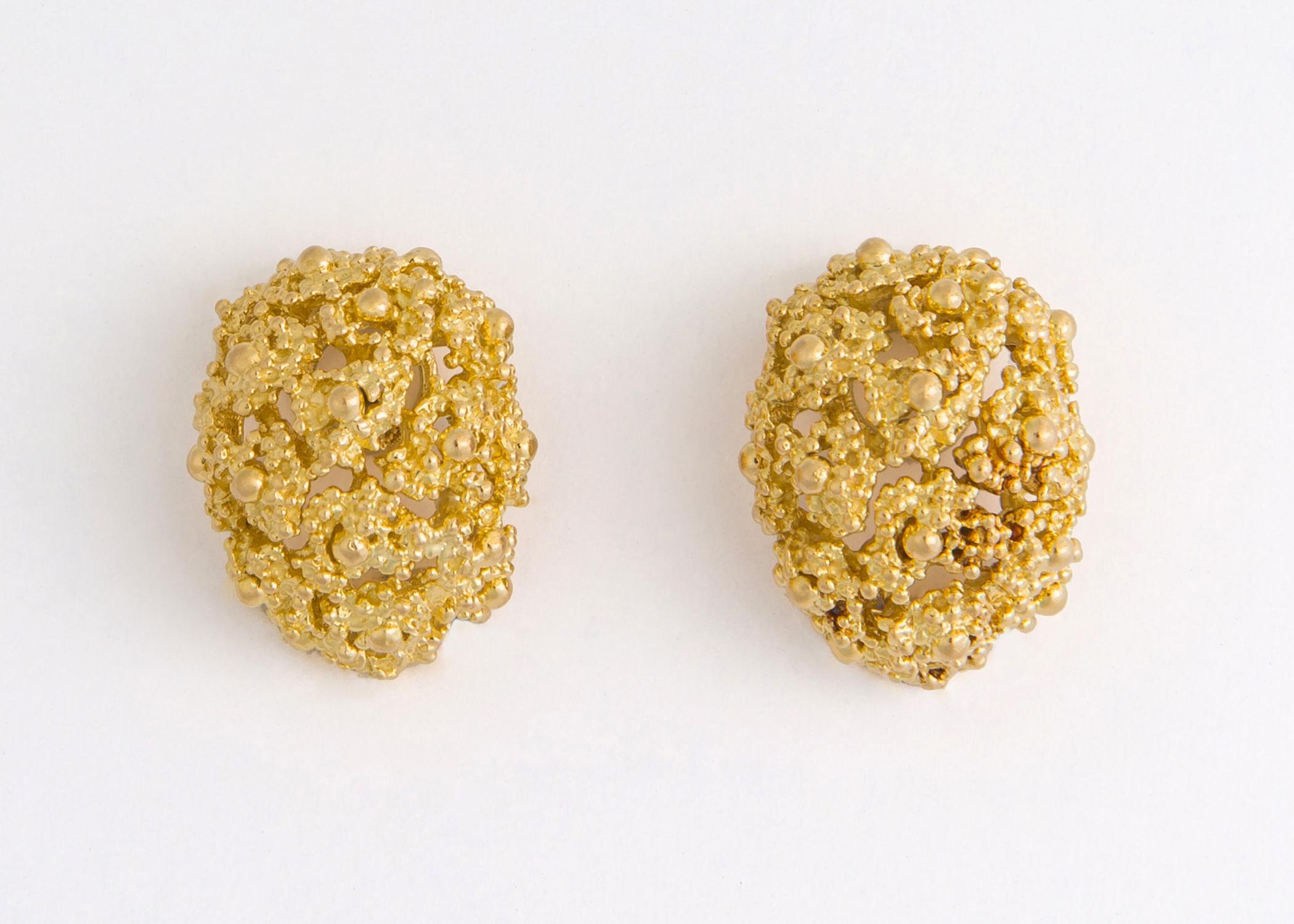 Contemporary Boucheron Domed Gold Earrings