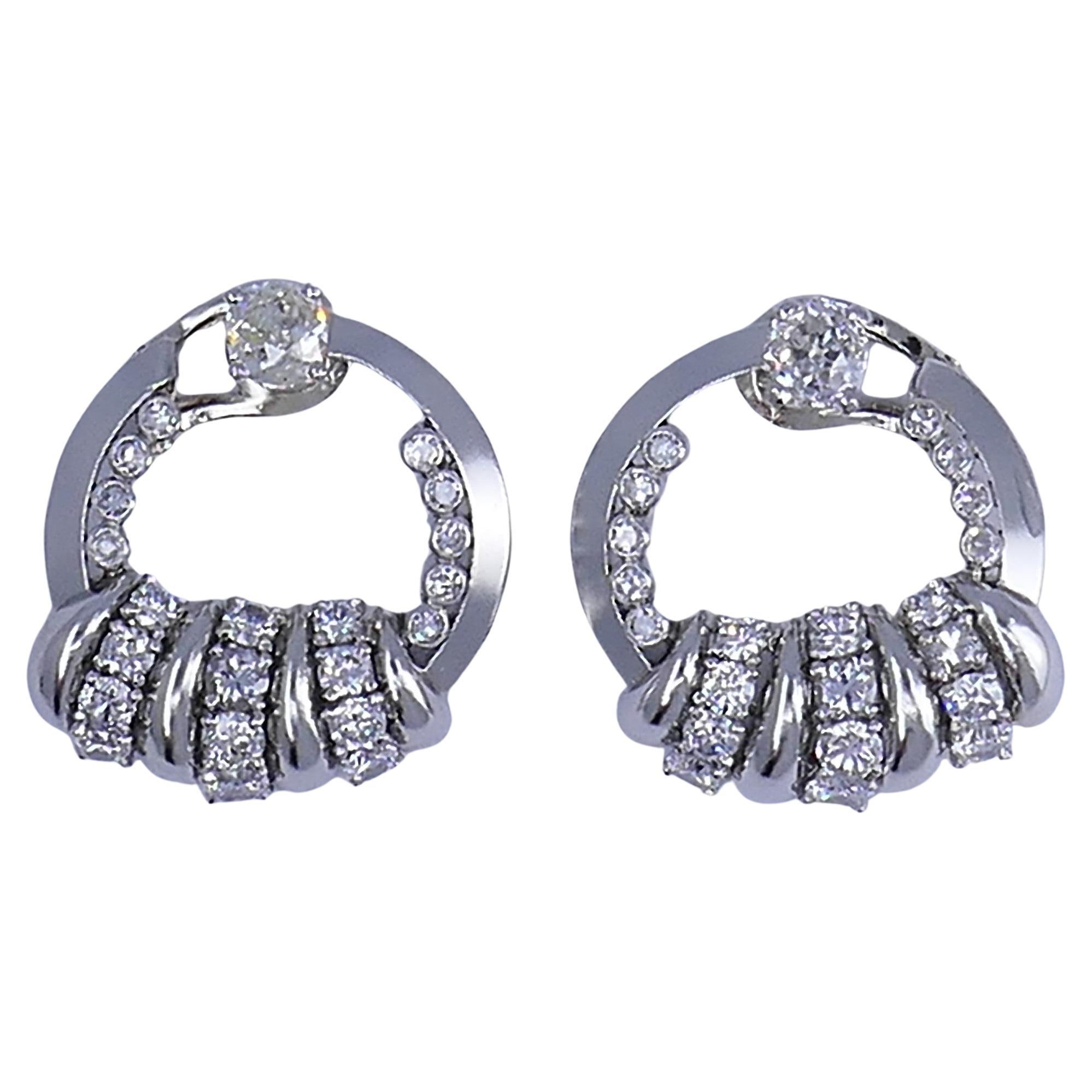 Boucheron Boucles d'oreilles Door Knocker Diamant Platine French Estate Jewelry en vente
