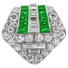 Boucheron Emerald and Diamond Art Deco Clip Brooch