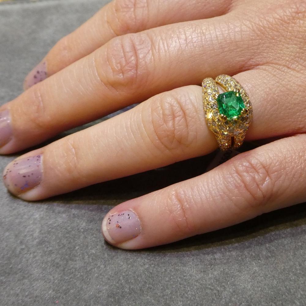 Boucheron Emerald Diamond Gold Ring 2