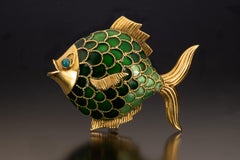 Boucheron Enamel and 18 Karat Gold Fish Brooch