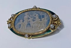 Boucheron Enamel Gold Pearl Portrait Brooch, circa 1890