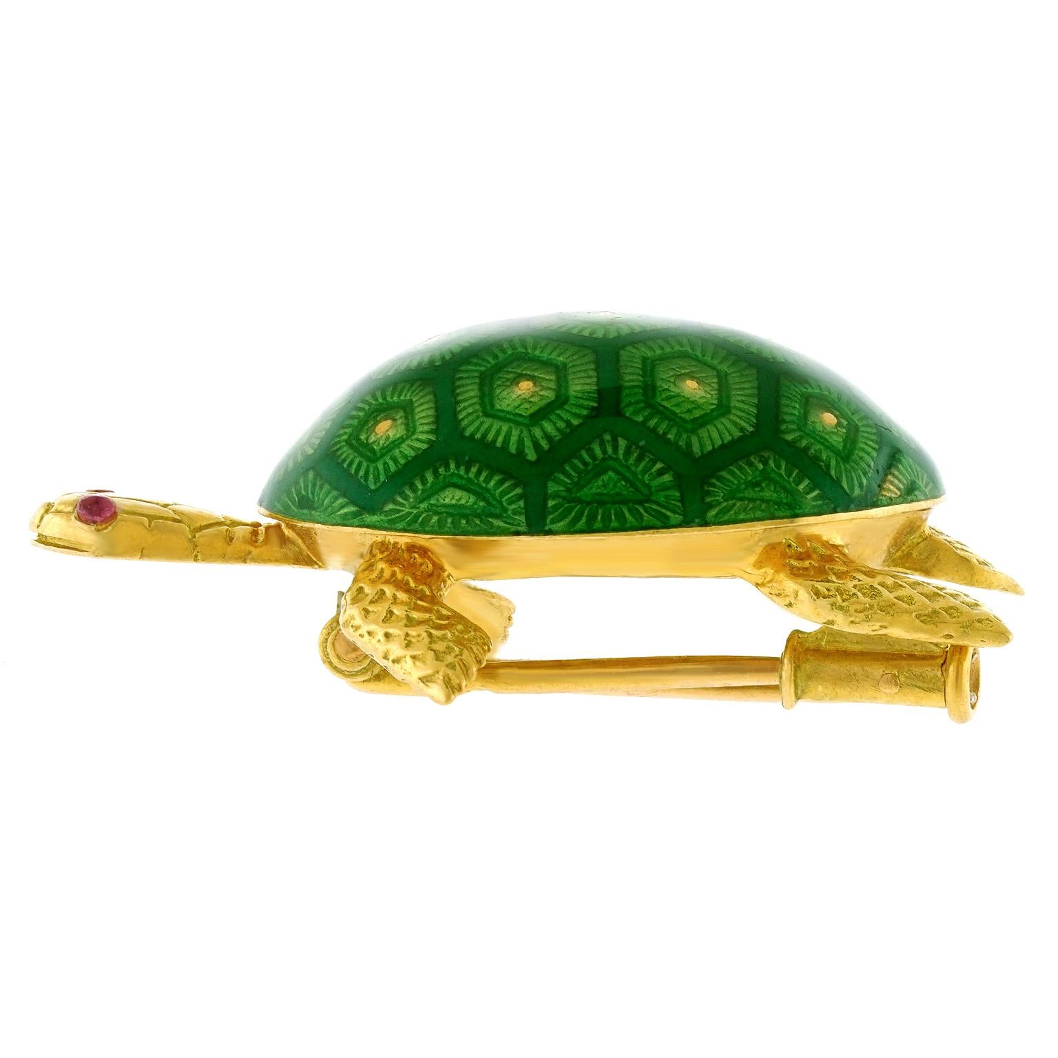 Broche Terrapín Esmaltado Boucheron en Excelente estado para la venta en Litchfield, CT