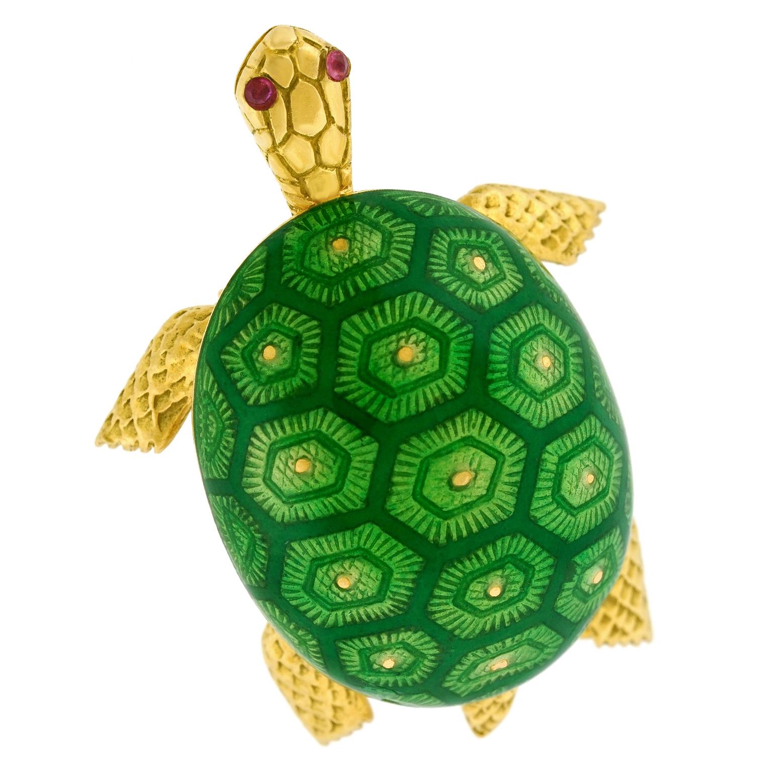 Broche Terrapín Esmaltado Boucheron en venta 4