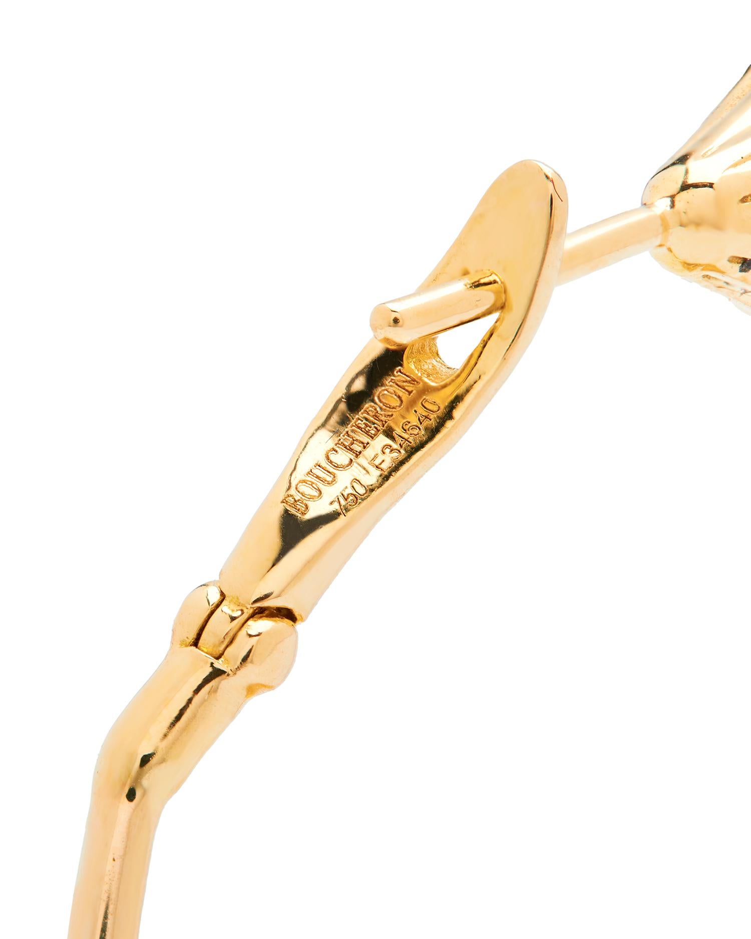 Contemporain Boucheron Exsquises Confiance Boucles d'oreilles or jaune diamants en vente