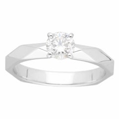 BOUCHERON Facet Solitaire Diamond 0.47ct E-VVS2-VG 18K White Gold Ring US 5 3/4
