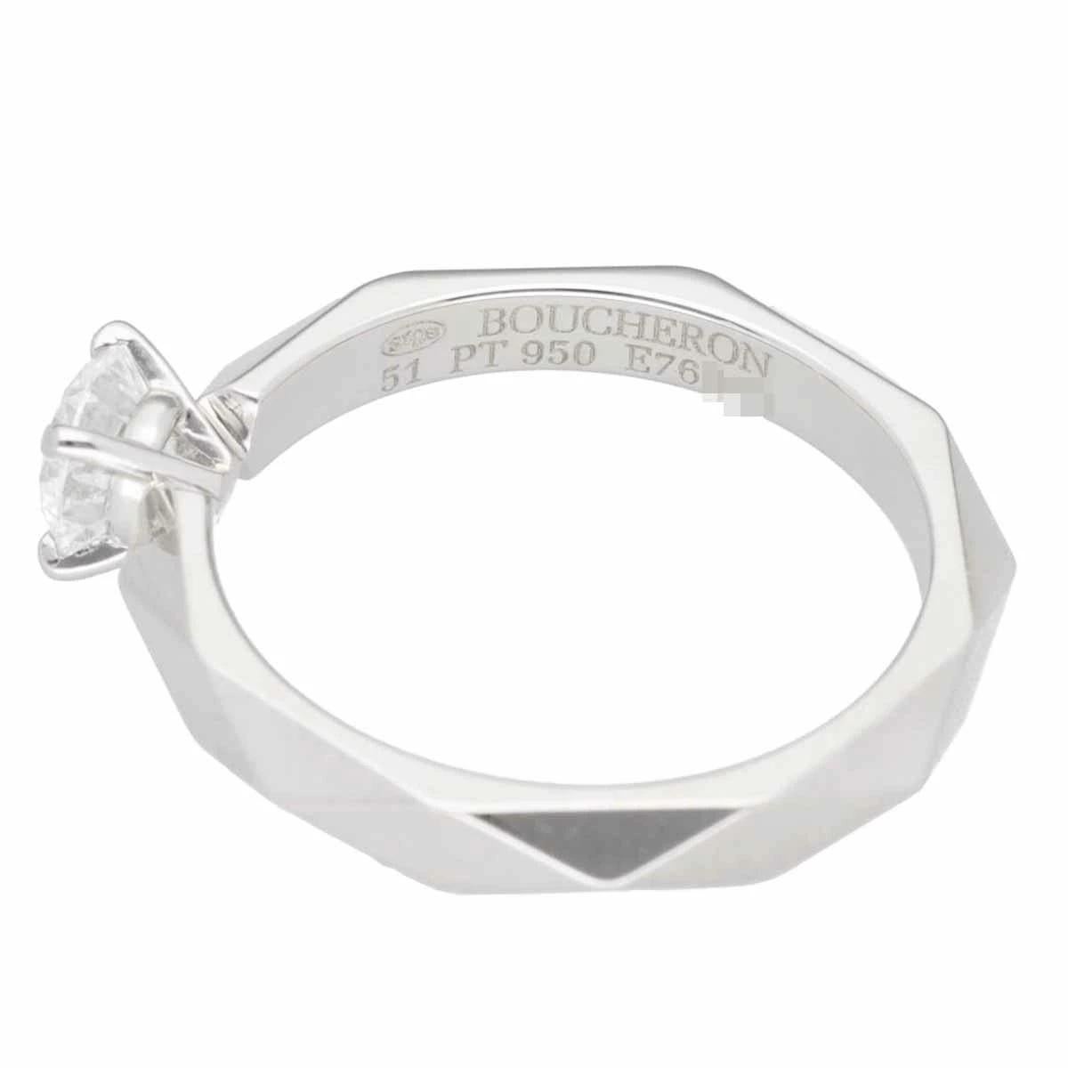 BOUCHERON Facet Solitaire Diamond 0,47ct E-VVS2-VG Anillo de oro blanco de 18 quilates US 5 3/4 en Bueno estado para la venta en Tokyo, JP