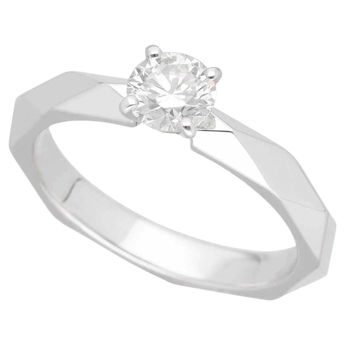 BOUCHERON Facet Solitaire Diamond 0.47ct E-VVS2-VG 18K White Gold Ring US 5 3/4