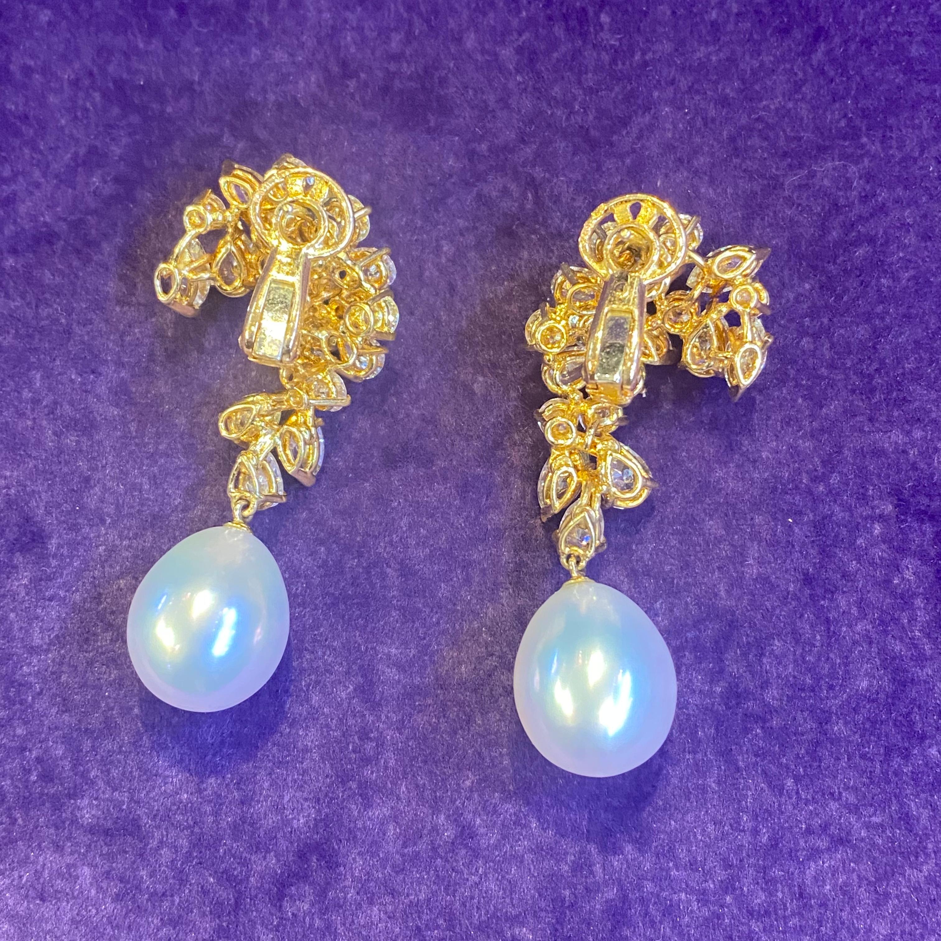 Boucheron Fancy Colored Diamond and Pearl Earrings 3