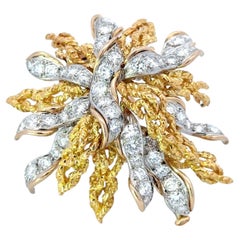 Boucheron Floral Diamond Brooch 18K Yellow Gold/Platinum