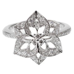 Boucheron Flower Diamond White Gold Cocktail Ring Sz 6 3/4