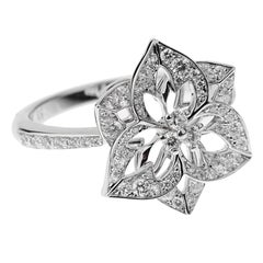 Boucheron Anillo de Cóctel Flor Diamante Oro Blanco Sz 5 3/4