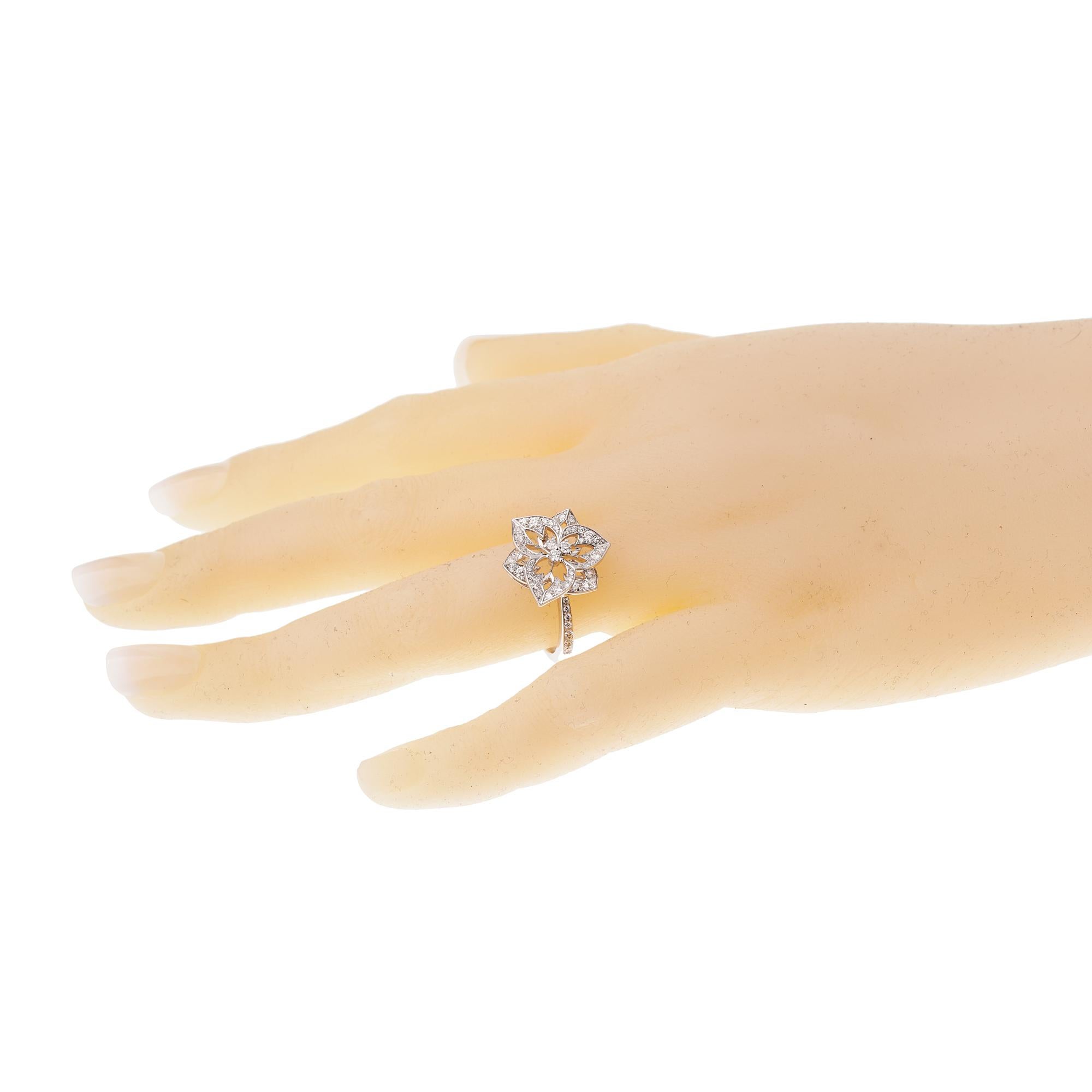 Boucheron Flower Diamond White Gold Cocktail Ring Sz 6 1/4 In New Condition For Sale In Feasterville, PA
