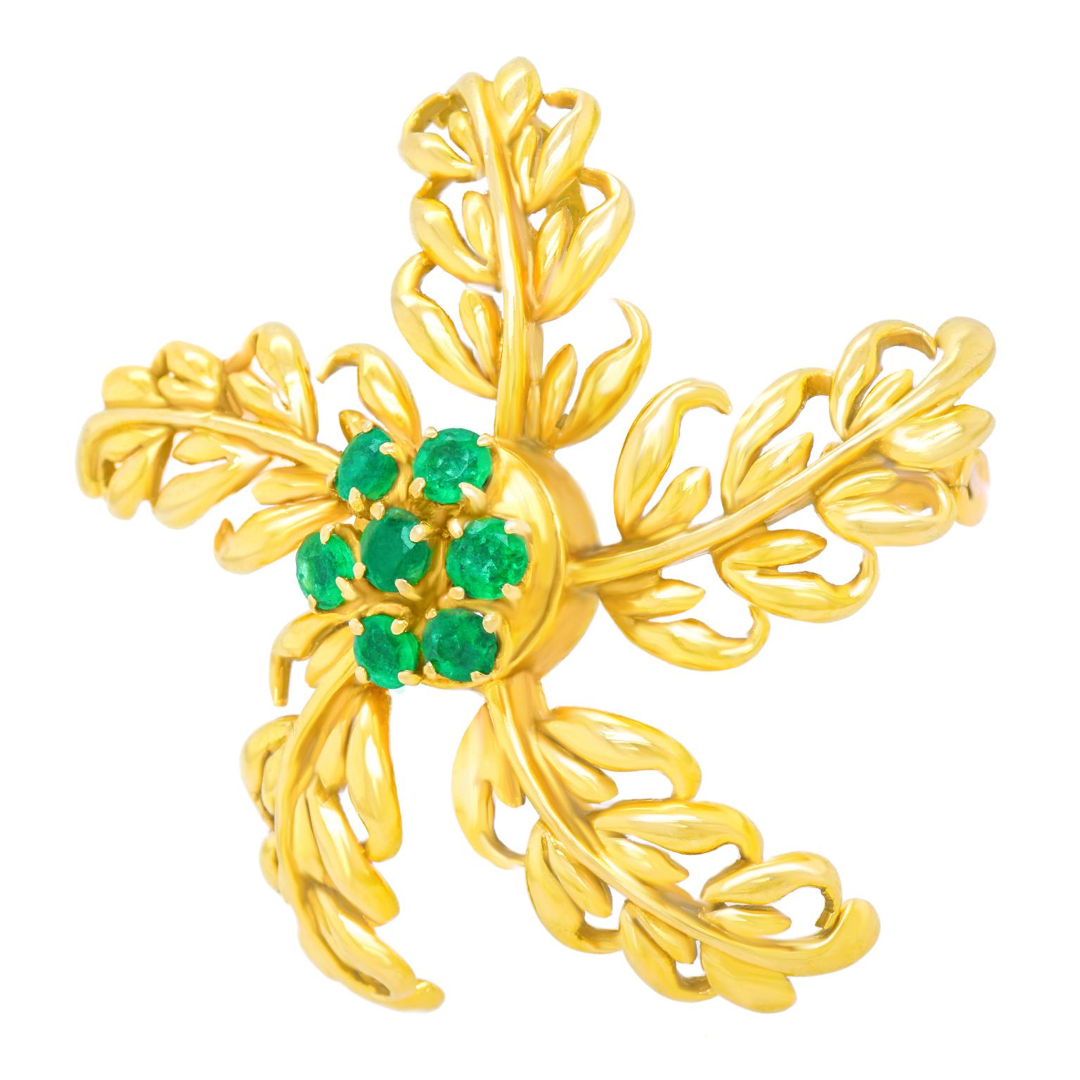 Round Cut Boucheron Foliate Starfish Brooch