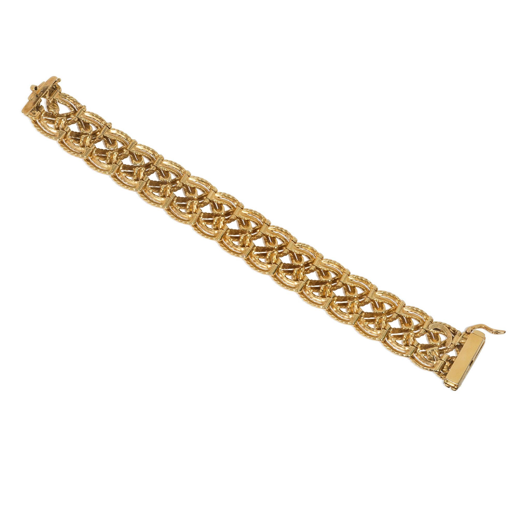 Modern Boucheron, France 1950s Woven Gold Rope Bracelet of Nautical Knot Design