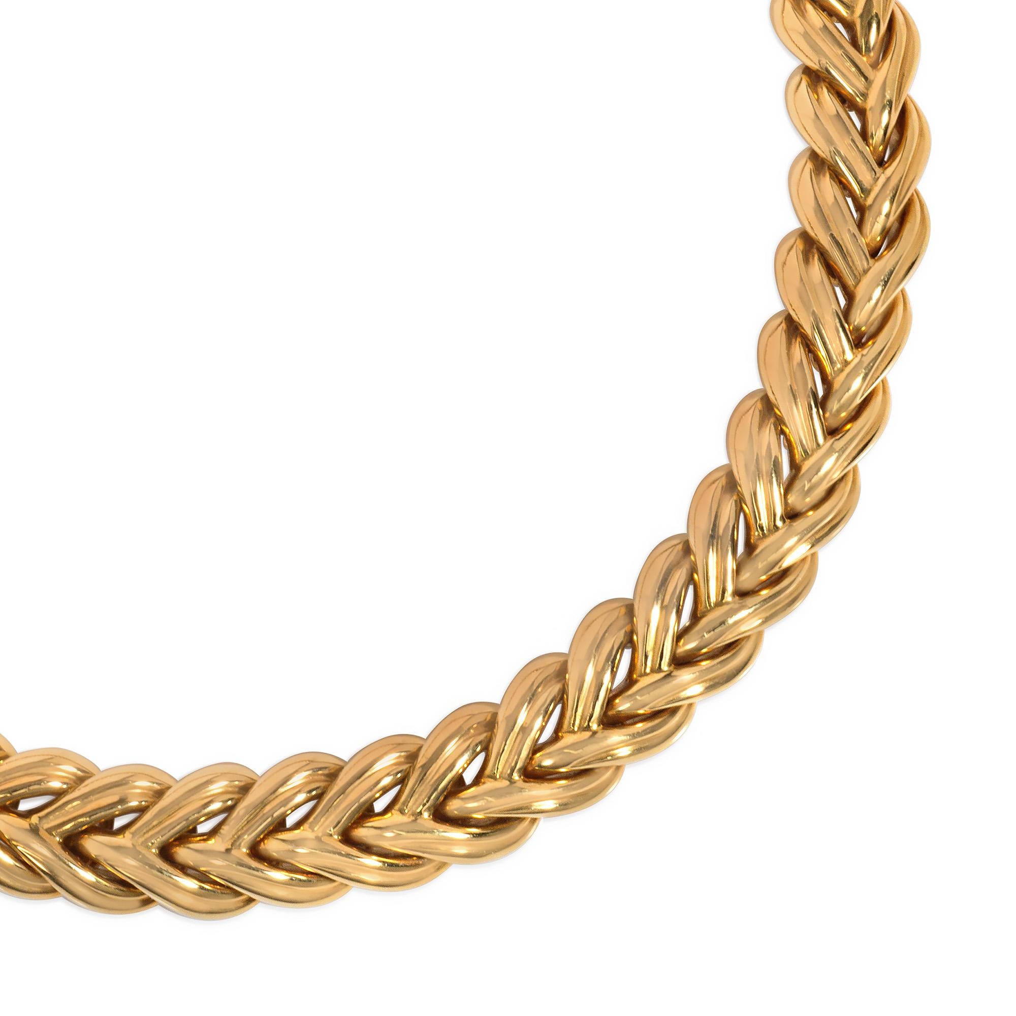 A gold collar necklace of two-strand braided design with ridged links, in 18k.  Boucheron, France. #A889896

* Includes letter of authenticity for insurance purposes
* Free shipping
* Please do not hesitate to request additional photos of any