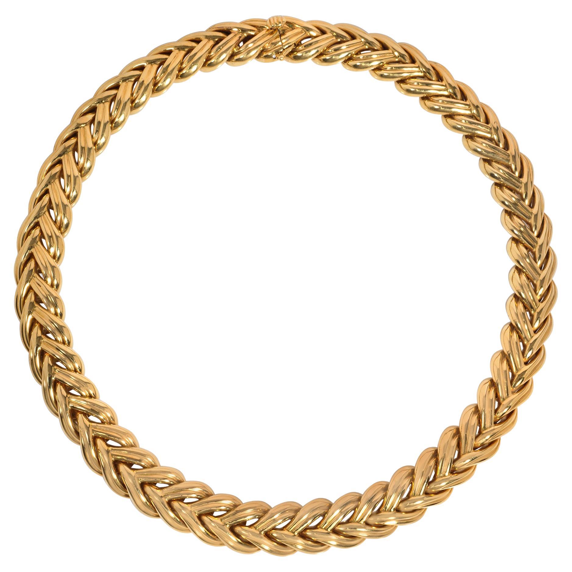 Boucheron, France 1970s Gold Braided Link Collar Necklace