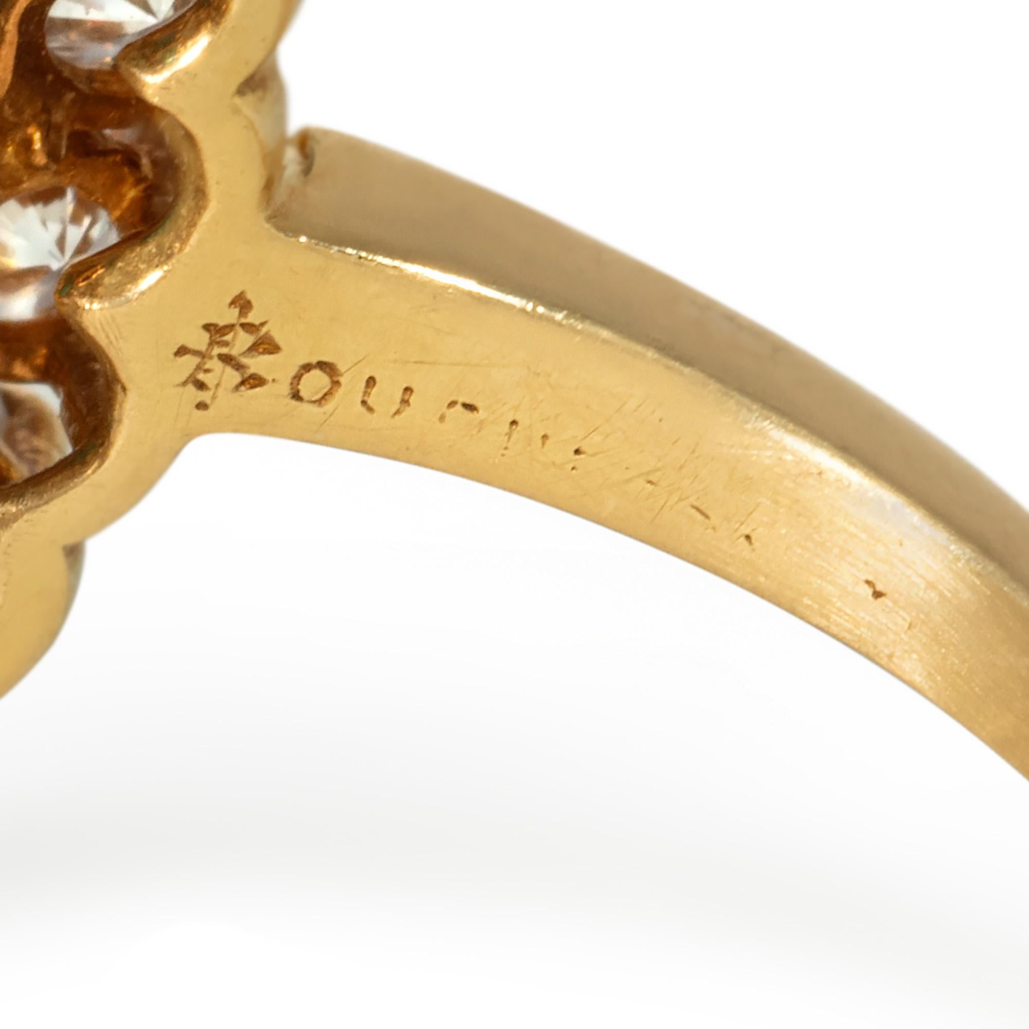 Boucheron, Francia Anello a grappolo in oro, turchese e diamanti di metà secolo In condizioni buone in vendita a New York, NY