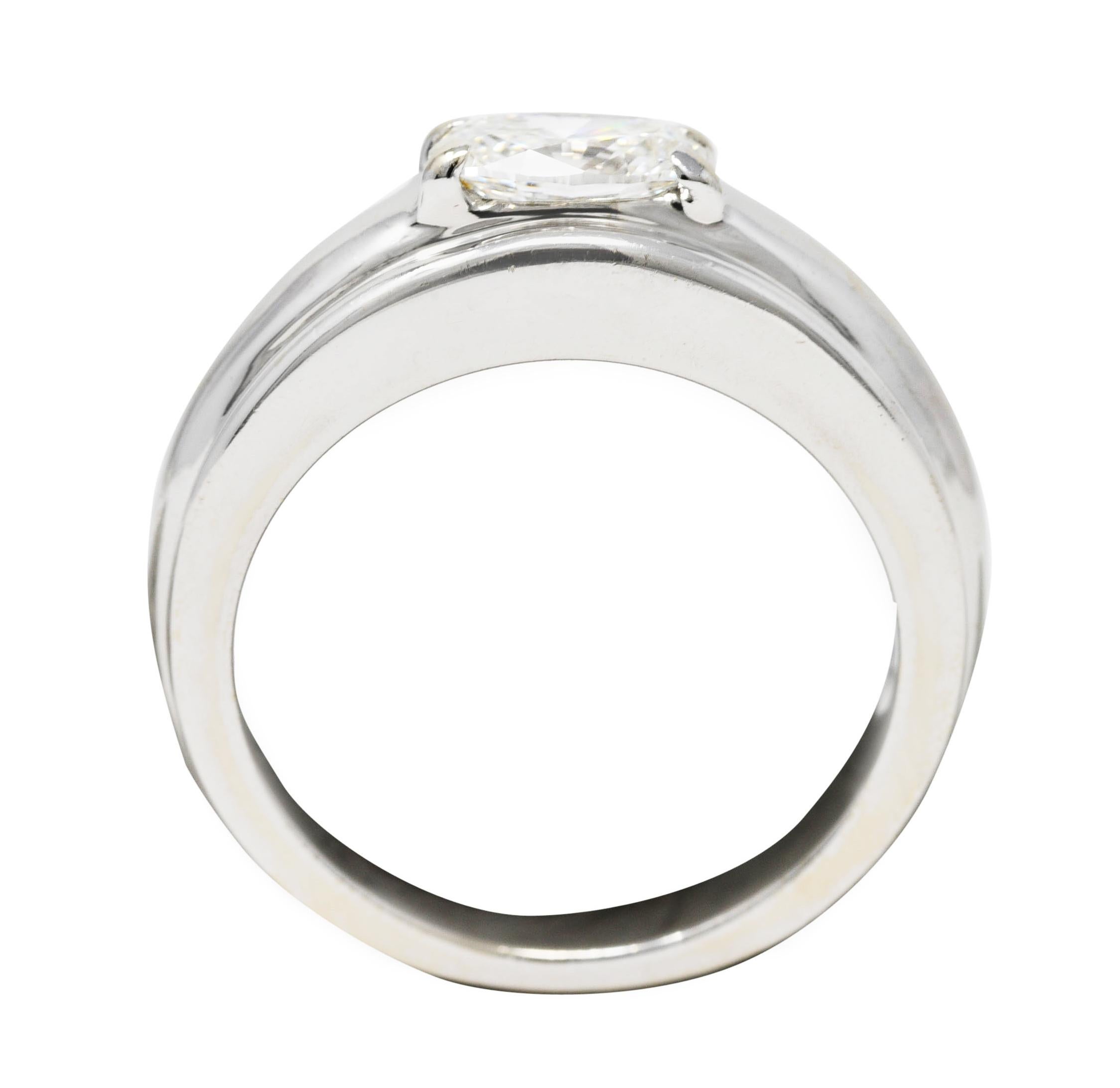 Boucheron French 0.70 Carat Diamond 18 Karat White Gold Axelle Engagement Ring In Excellent Condition In Philadelphia, PA