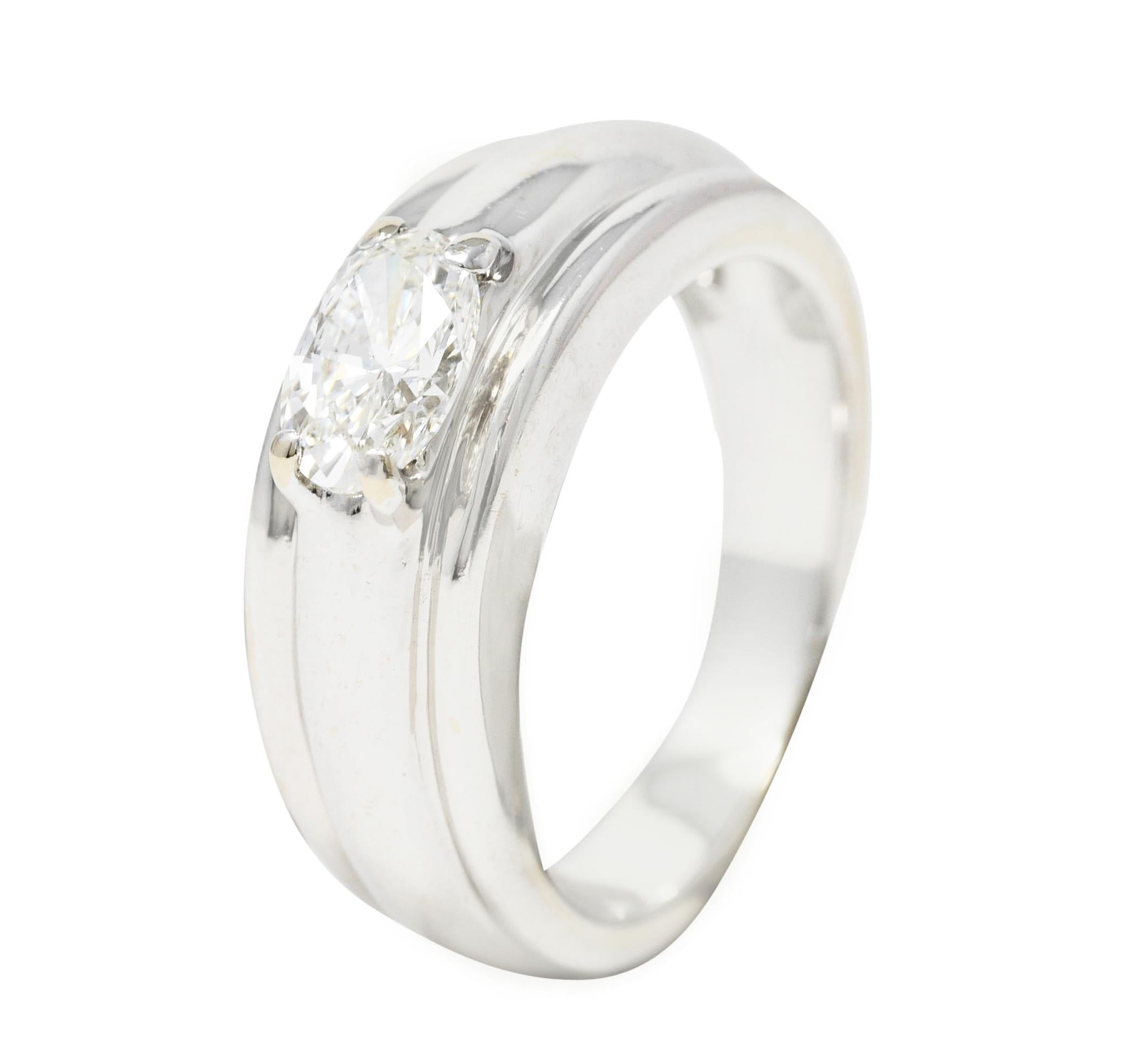 Women's or Men's Boucheron French 0.70 Carat Diamond 18 Karat White Gold Axelle Engagement Ring