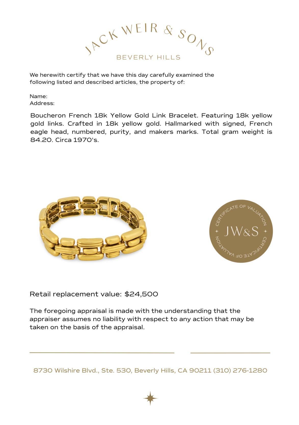 Boucheron French 18k Gelbgold Gliederarmband im Angebot 2