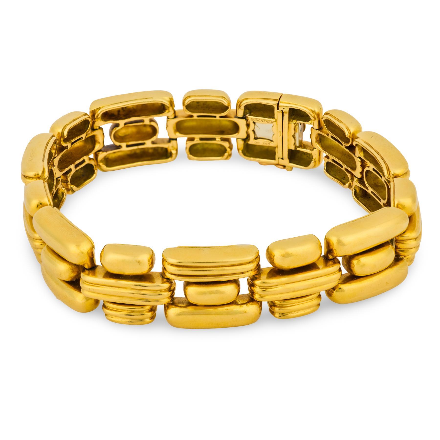 Boucheron French 18k Gelbgold Gliederarmband im Angebot 3