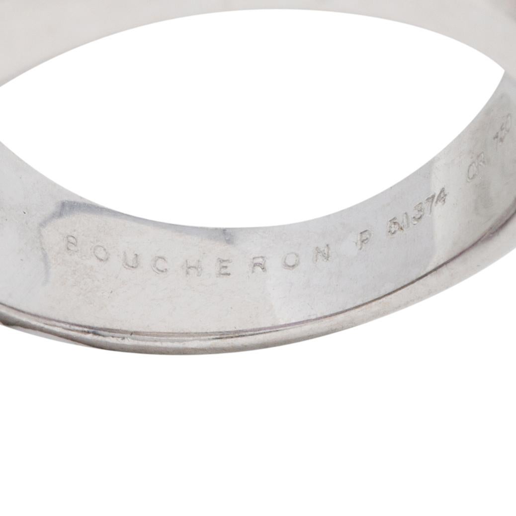 Boucheron French 5.08 CTW Purple Sapphire 18 Karat White Gold Vintage Halo Ring 4