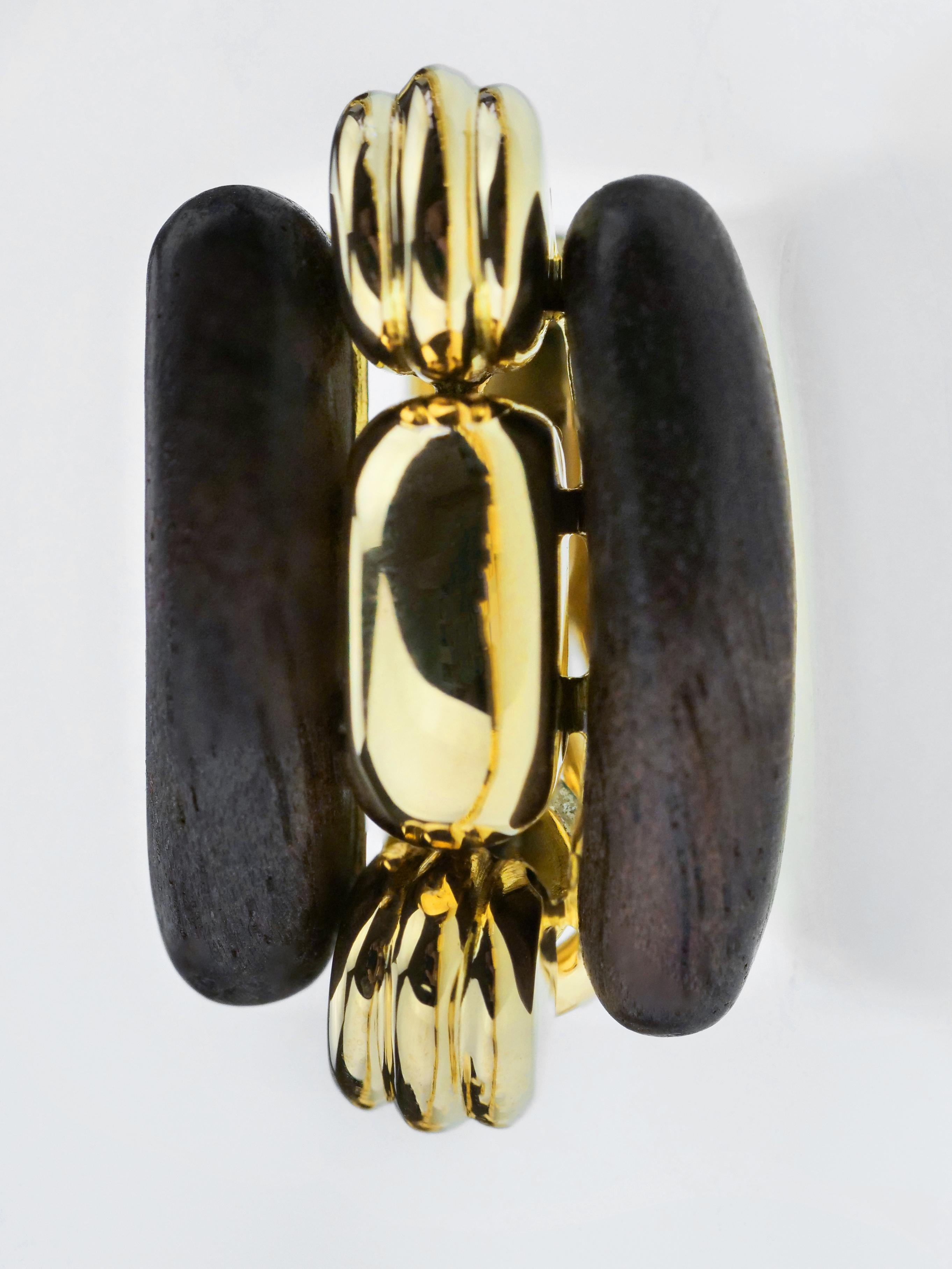 Boucheron French Retro Designer 18 Karat Gold and Wood Set Necklace Earring Ring 7