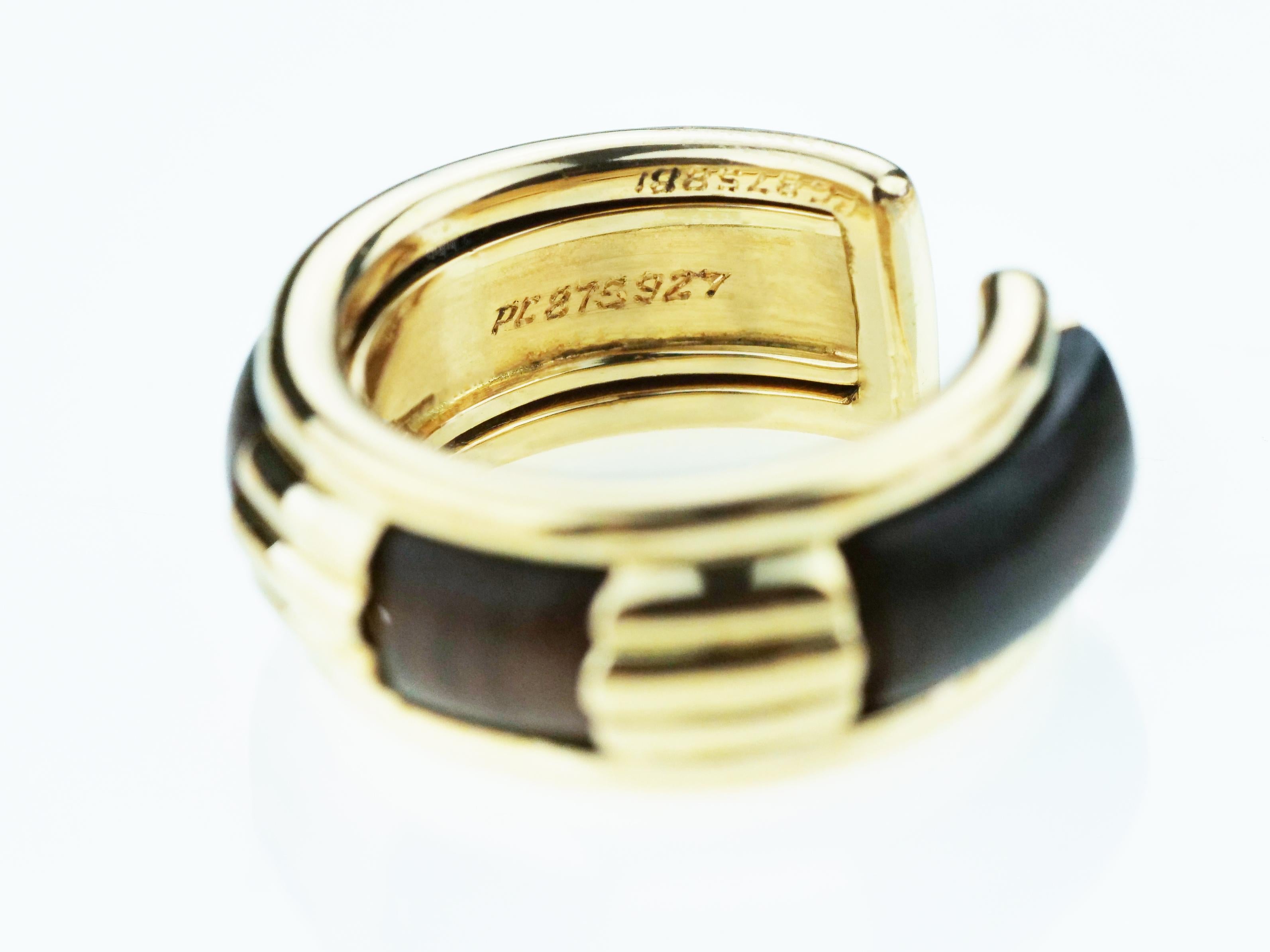 Boucheron French Retro Designer 18 Karat Gold and Wood Set Necklace Earring Ring 4
