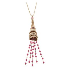 Boucheron Frou Frou 18k Yellow Gold Diamonds & Tourmaline Bead Soutoir Necklace