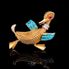 Boucheron Gemset Duck Brooch, France, ca. 1960s