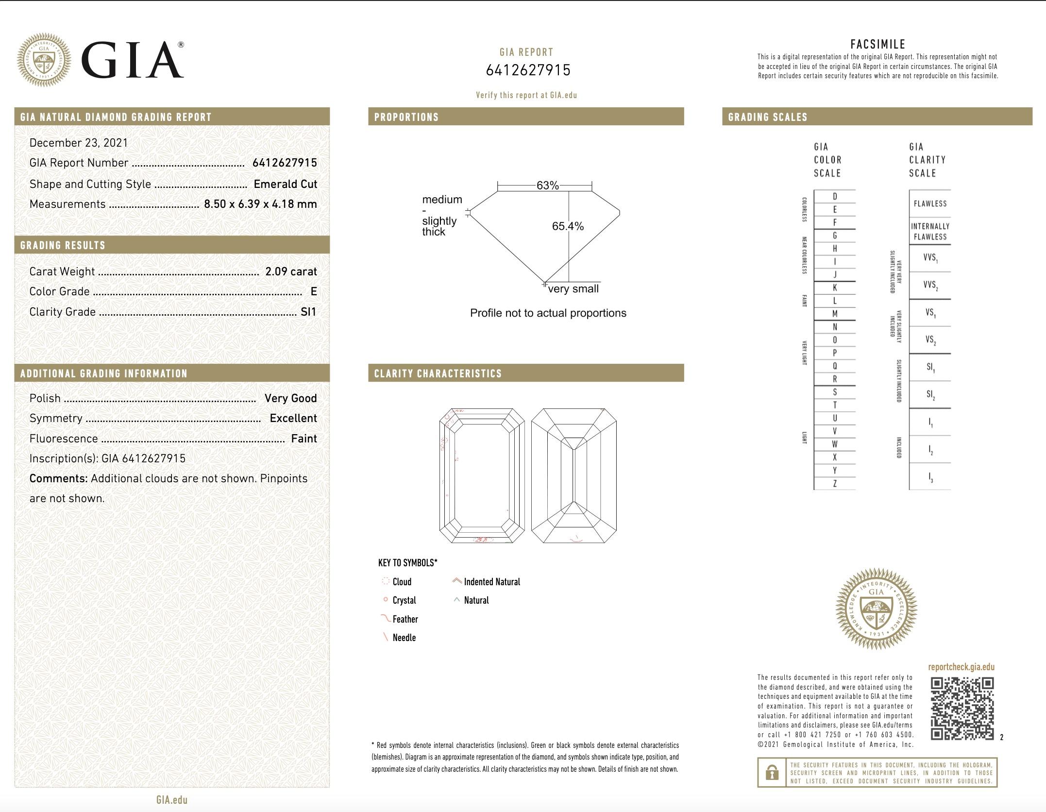 Boucheron GIA Certified 2.09 Carat Emerald Cut Diamond & Trillion 3 Stone Ring For Sale 8