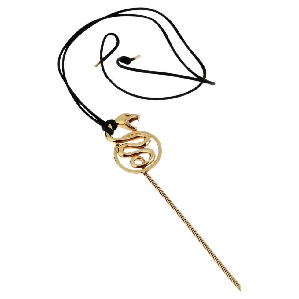 Boucheron Gold and Silk Cord Snake Necklace For Sale