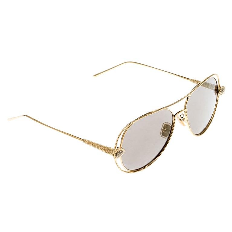 Boucheron Gold/Black Gold Mirrored BC0030S Serpent Boheme Aviator Sunglasses