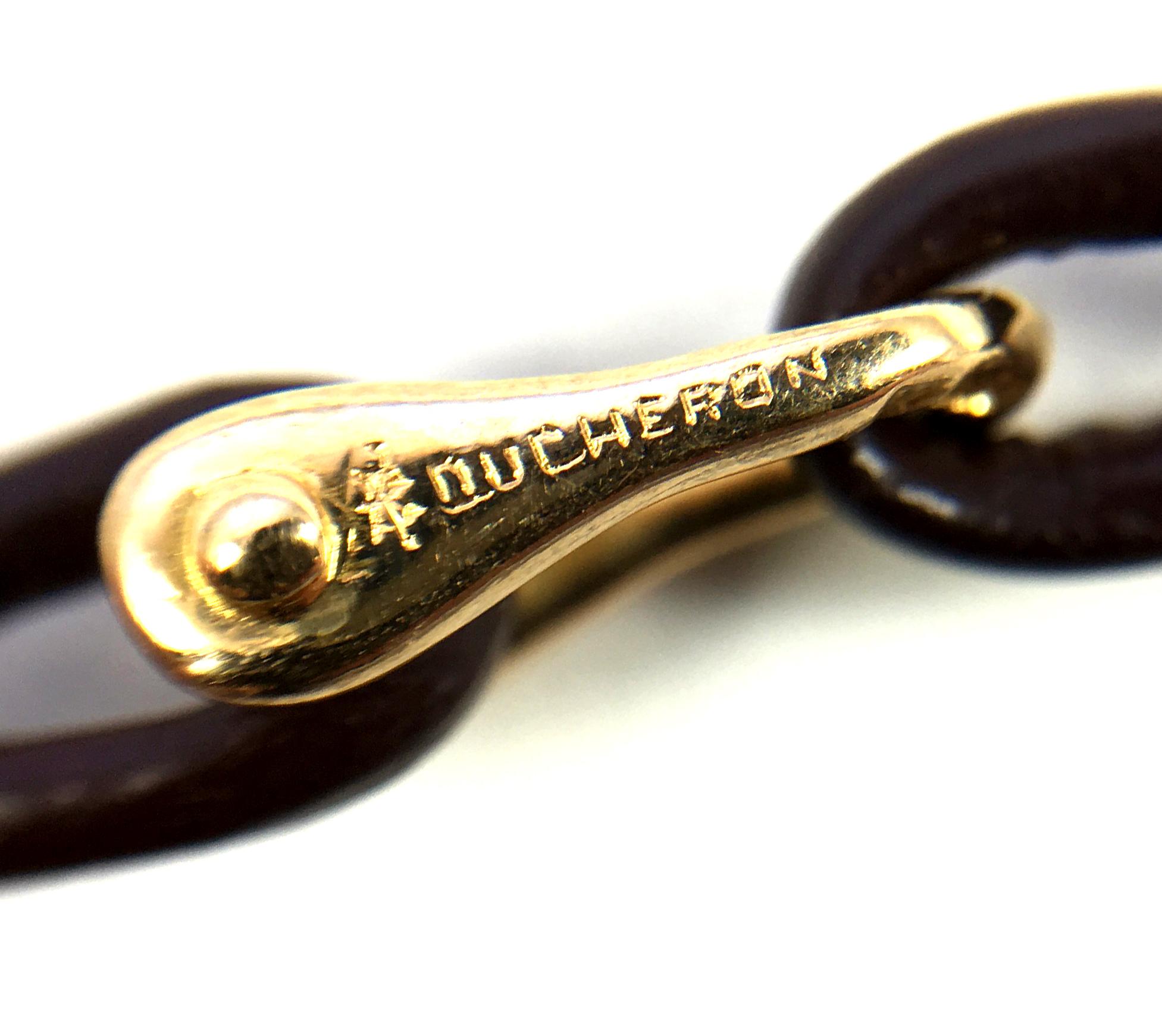 Boucheron Gold Leather 'Nautilus' Necklace For Sale 1