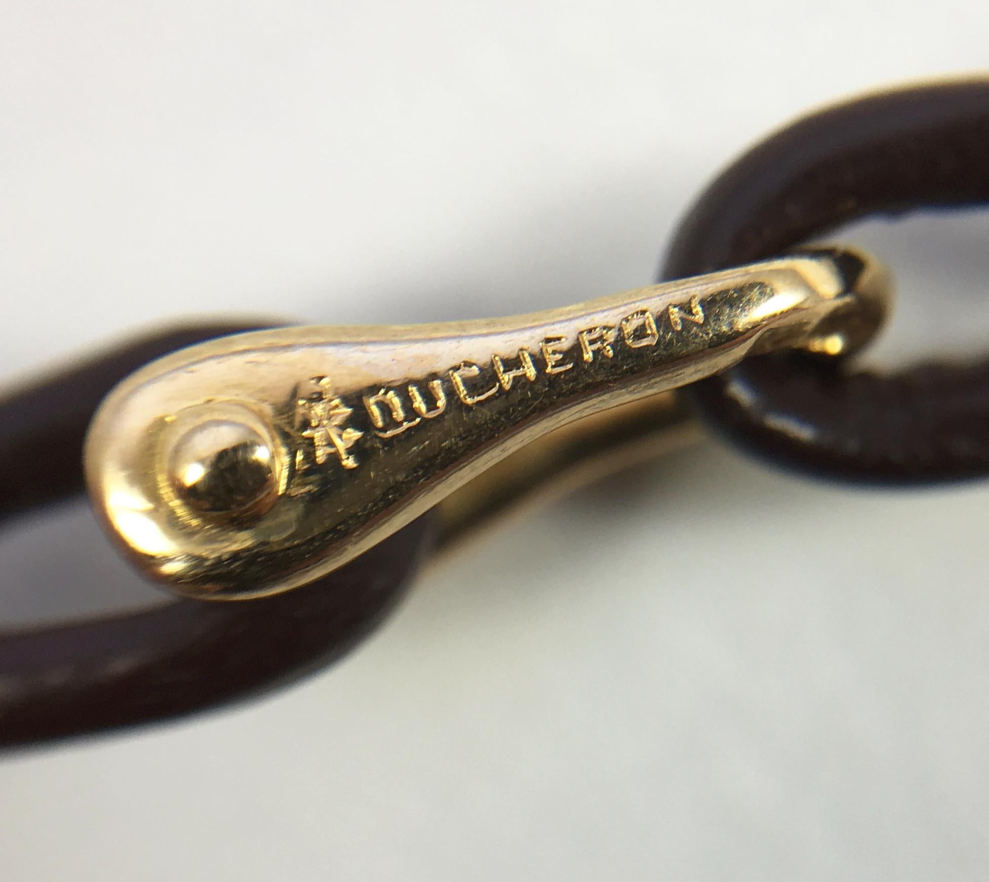 Boucheron Gold Leather 'Nautilus' Necklace For Sale 2