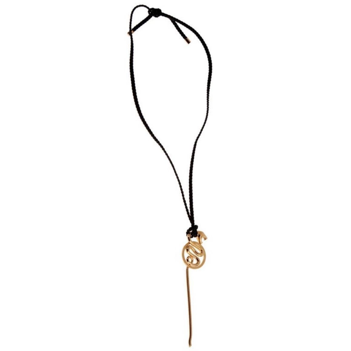 Contemporary Boucheron Gold and Silk Cord Snake Necklace For Sale
