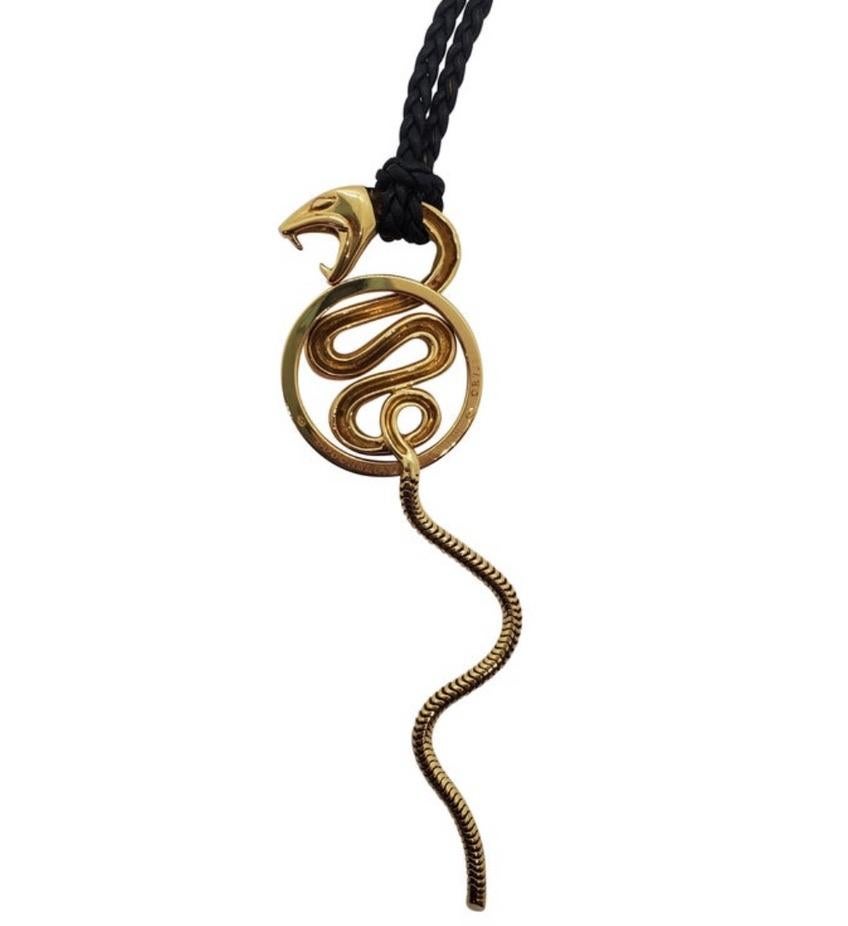 Boucheron Gold and Silk Cord Snake Necklace In New Condition For Sale In Beverly Hills, CA
