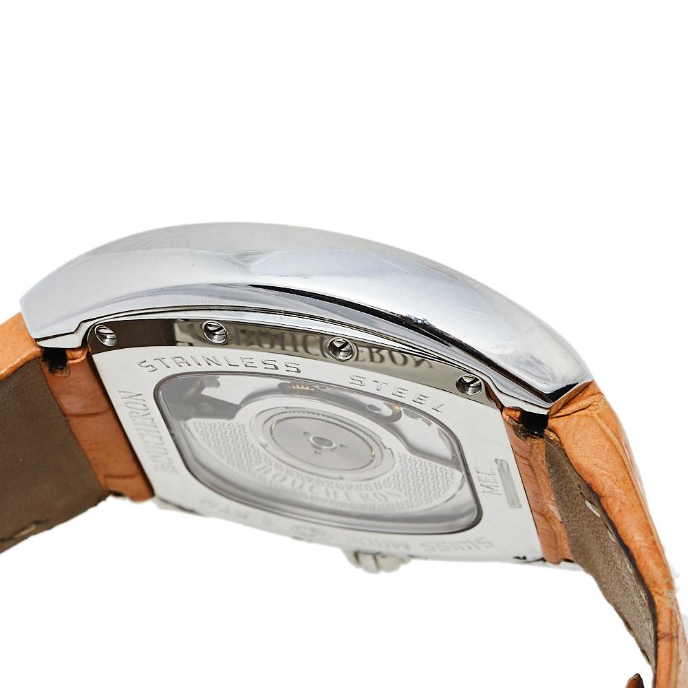 Boucheron Grey Stainless Steel Diamond MEC Tonneau Women's Wristwatch 38mm 3